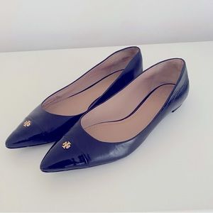 Black Leather Tory Burch Flats (Size 9.5)